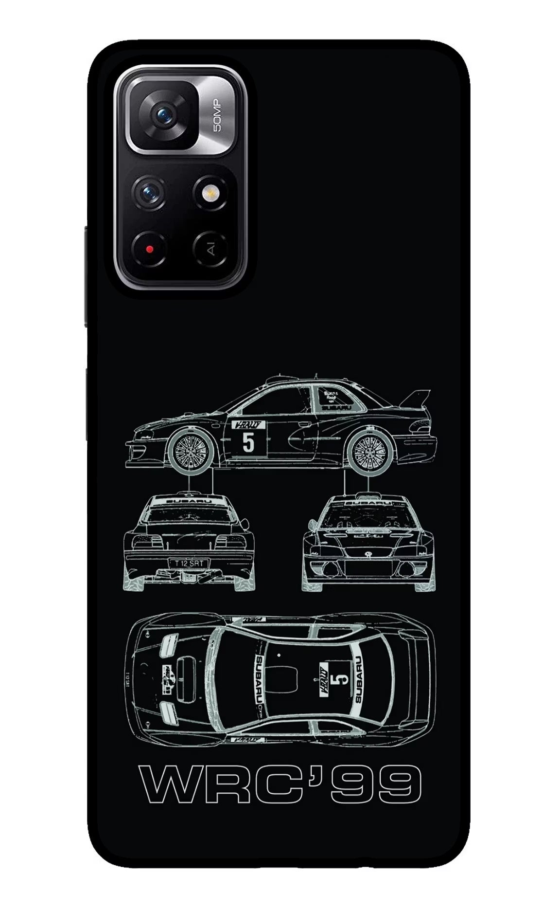 WRC'99 Redmi Note 11T 5G Glass Case Back Cover by Casekaro