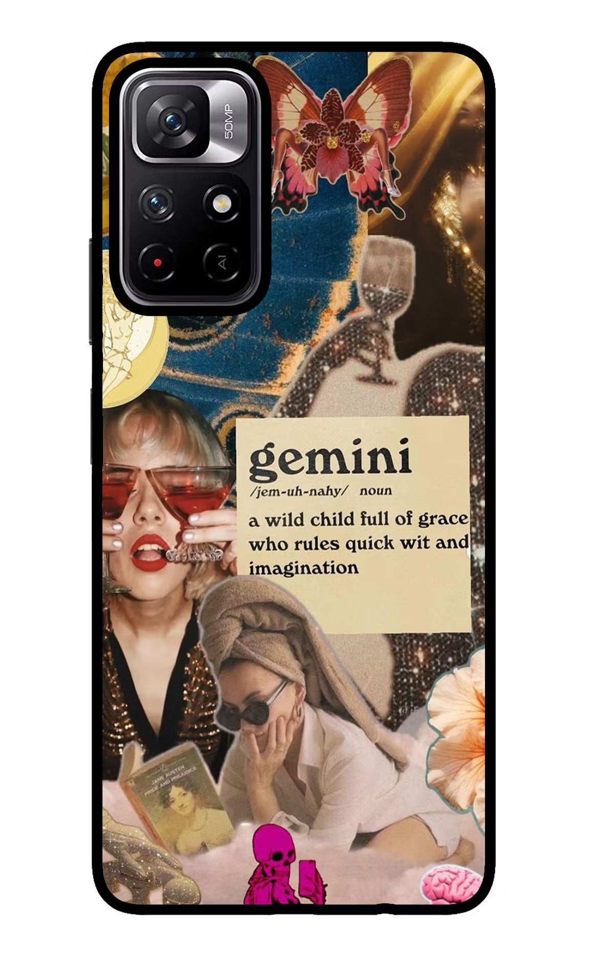Gemini Zodiac Redmi Note 11T 5G Glass Case Back Cover by Casekaro