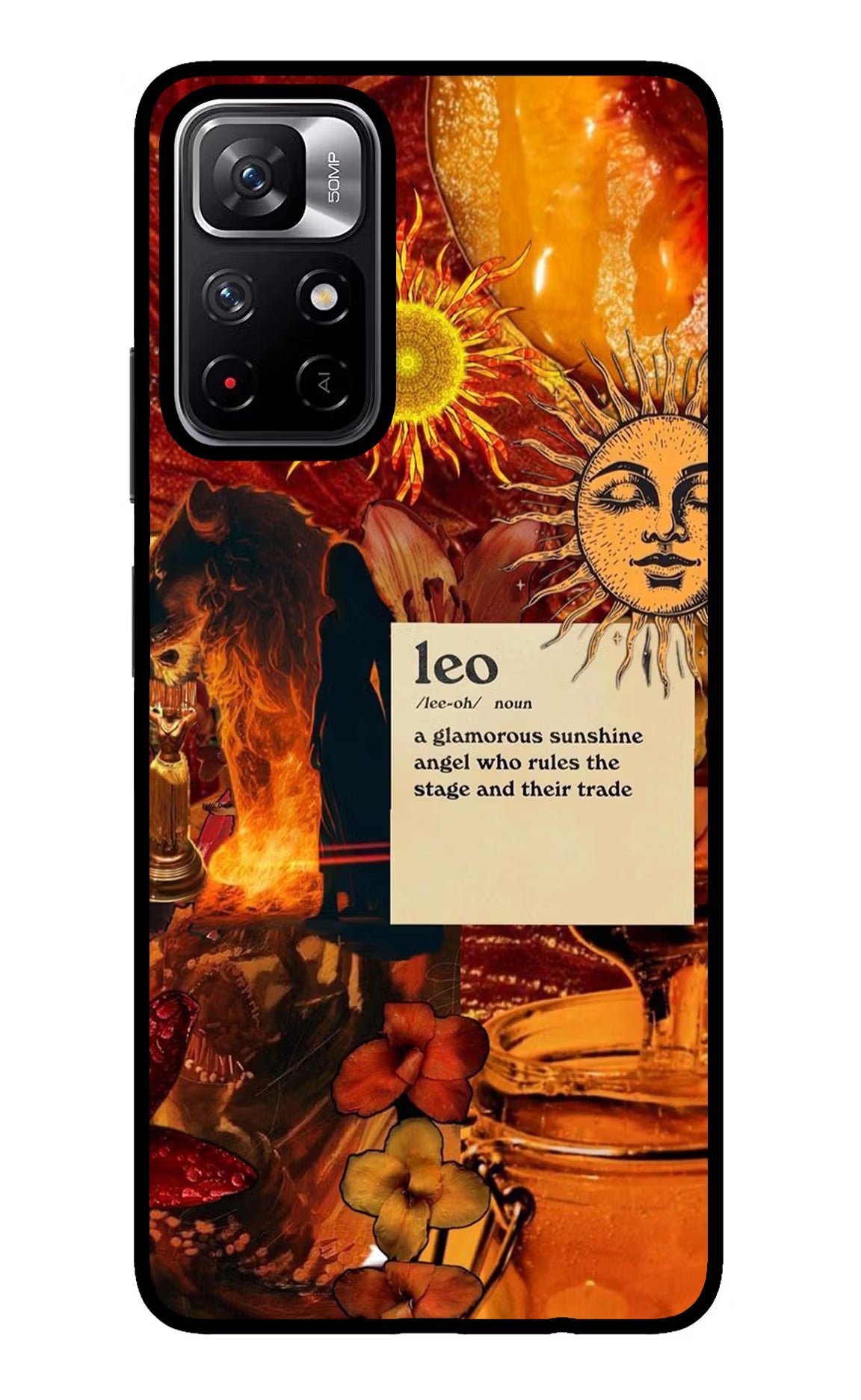 Leo Zodiac Redmi Note 11T 5G Glass Case Back Cover by Casekaro