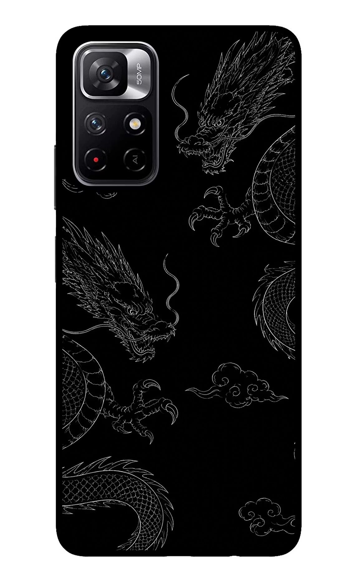 Twin Dragons Redmi Note 11T 5G Glass Case Back Cover by Casekaro