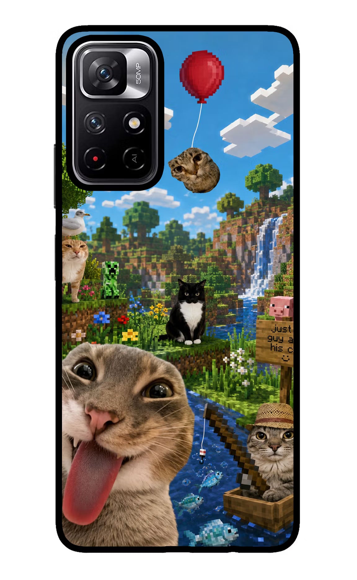 Minecraft Cat Chaos Redmi Note 11T 5G Glass Case