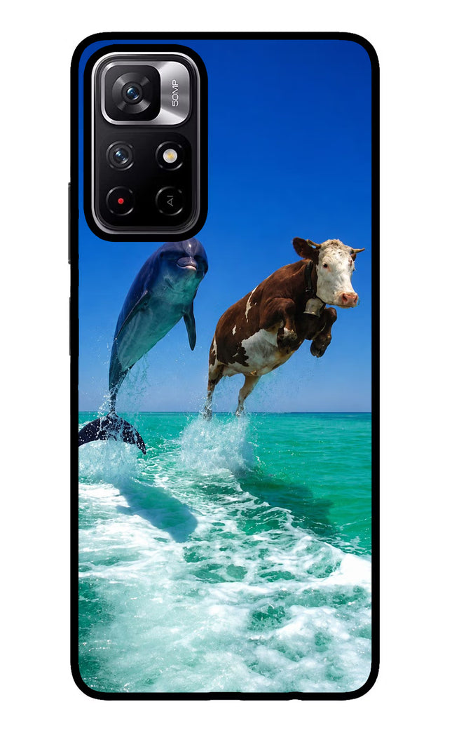 Dolphin vs Cow Redmi Note 11T 5G Glass Case