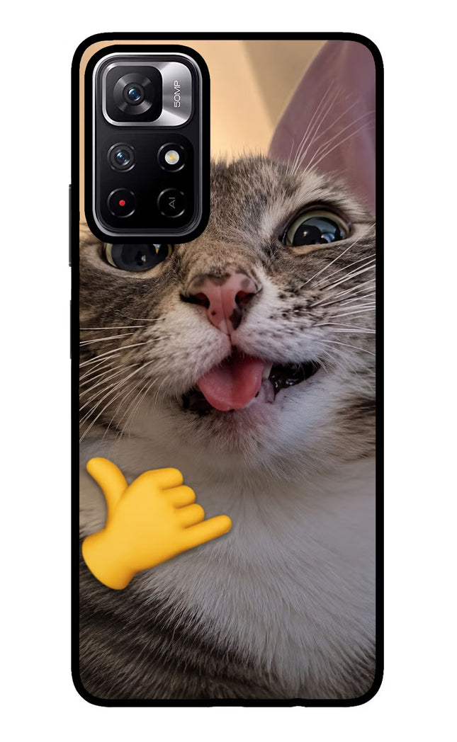 Silly Cat Call Redmi Note 11T 5G Glass Case