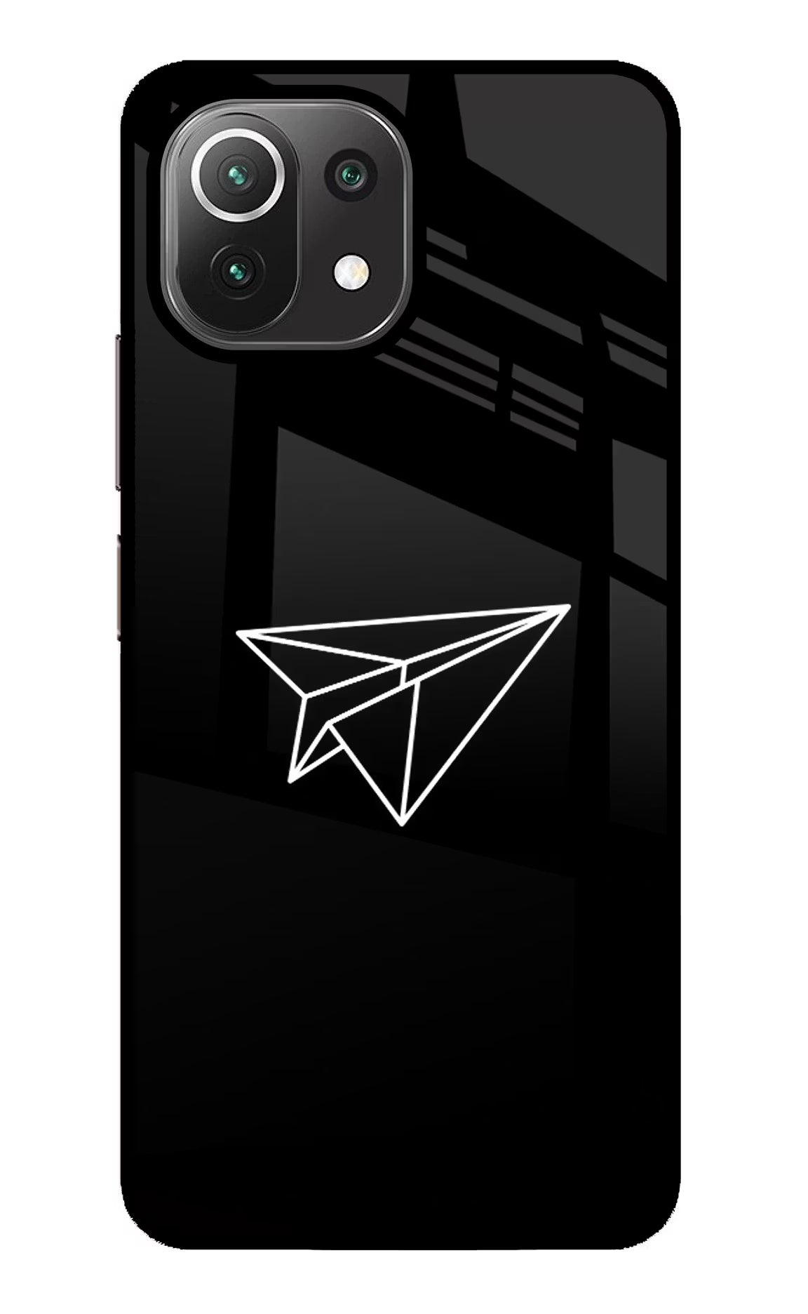 Paper Plane White Mi 11 Lite NE 5G Glass Case Back Cover by Casekaro