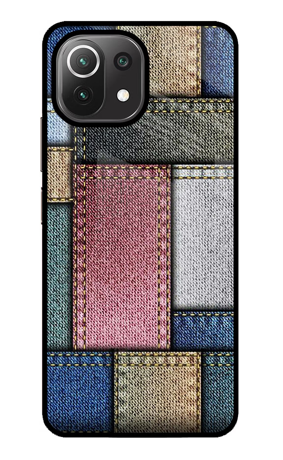 Multicolor Jeans Mi 11 Lite NE 5G Glass Case Back Cover by Casekaro