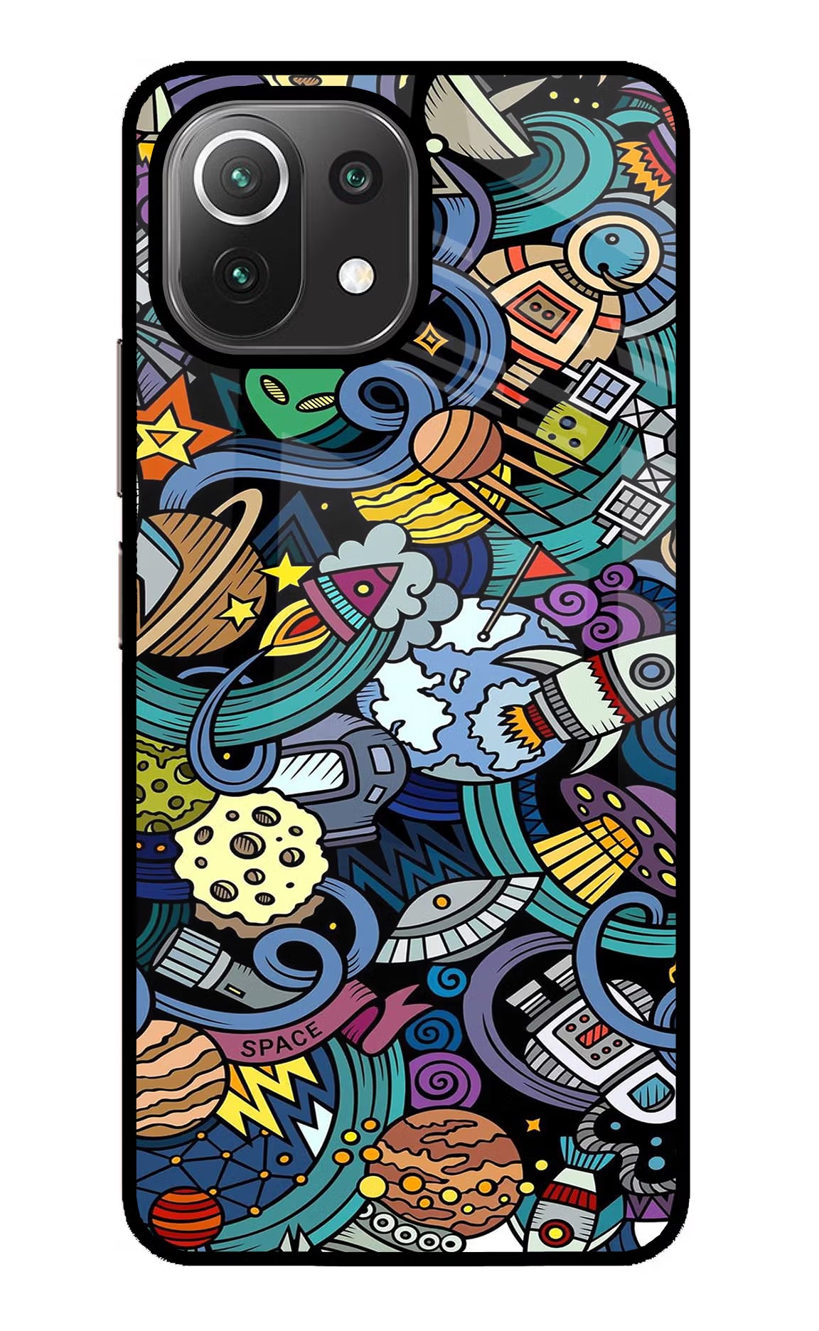 Space Abstract Mi 11 Lite NE 5G Glass Case Back Cover by Casekaro