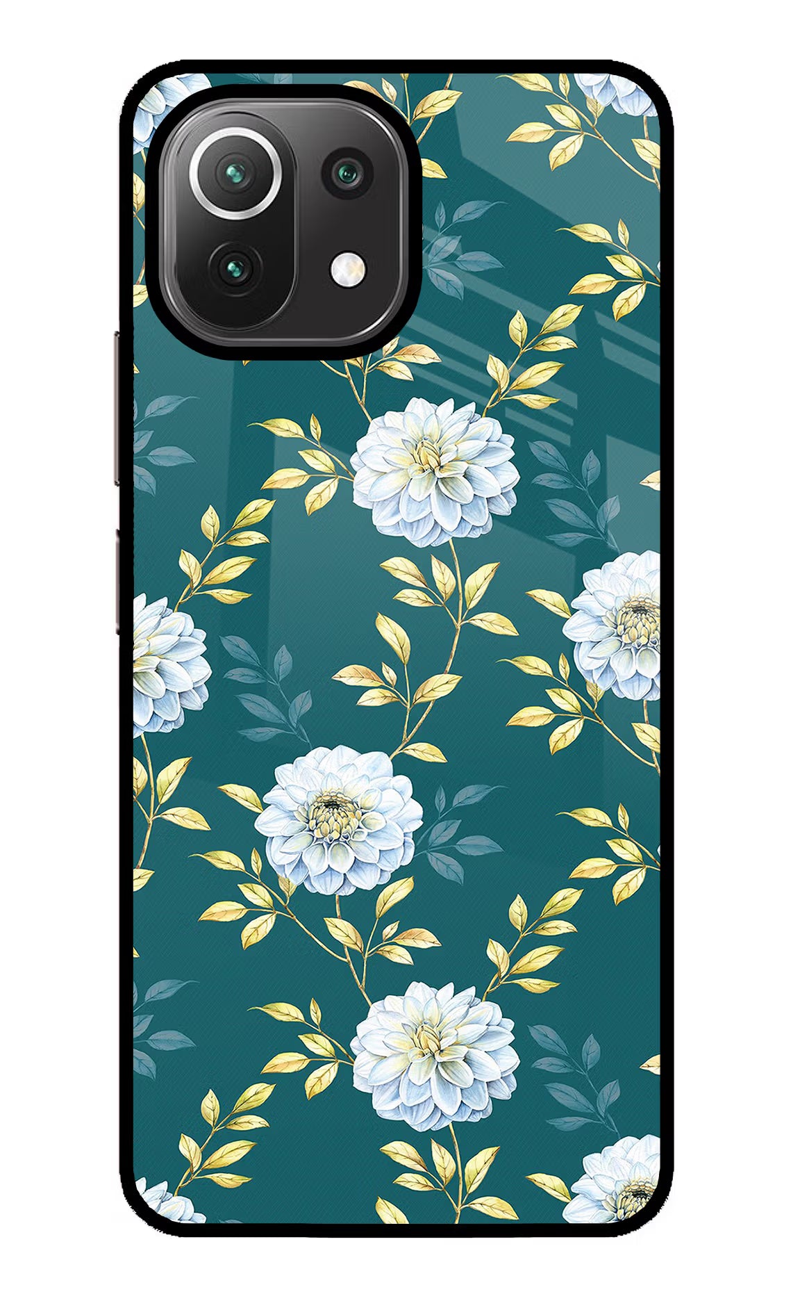 Flowers Mi 11 Lite NE 5G Glass Case Back Cover by Casekaro