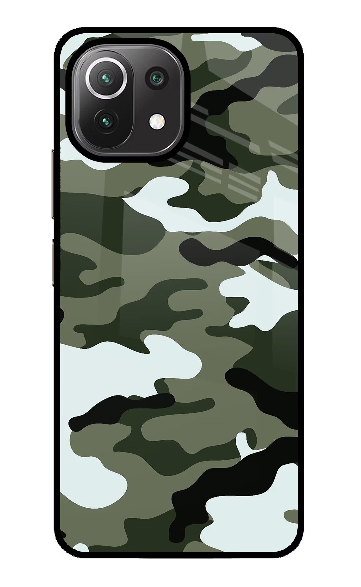 Camouflage Mi 11 Lite NE 5G Glass Case Back Cover by Casekaro