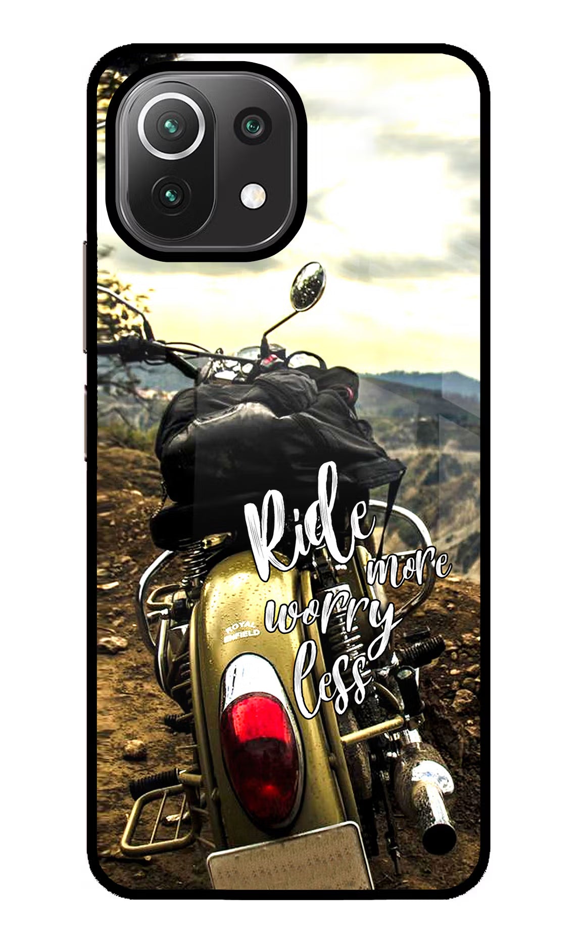 Ride More Worry Less Mi 11 Lite NE 5G Glass Case Back Cover by Casekaro