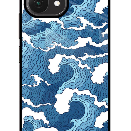 Blue Waves Mi 11 Lite NE 5G Glass Case Back Cover by Casekaro