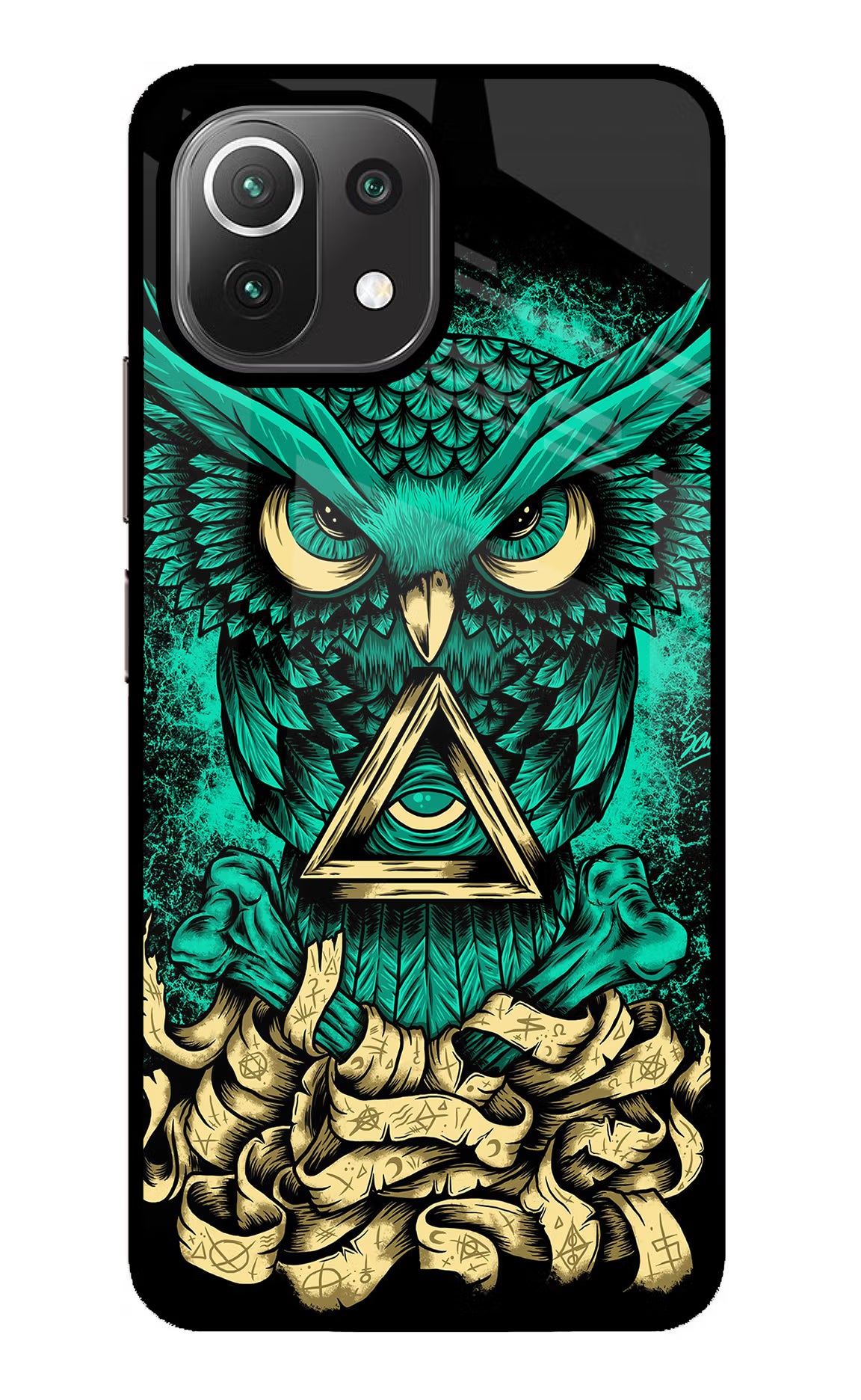 Green Owl Mi 11 Lite NE 5G Glass Case Back Cover by Casekaro