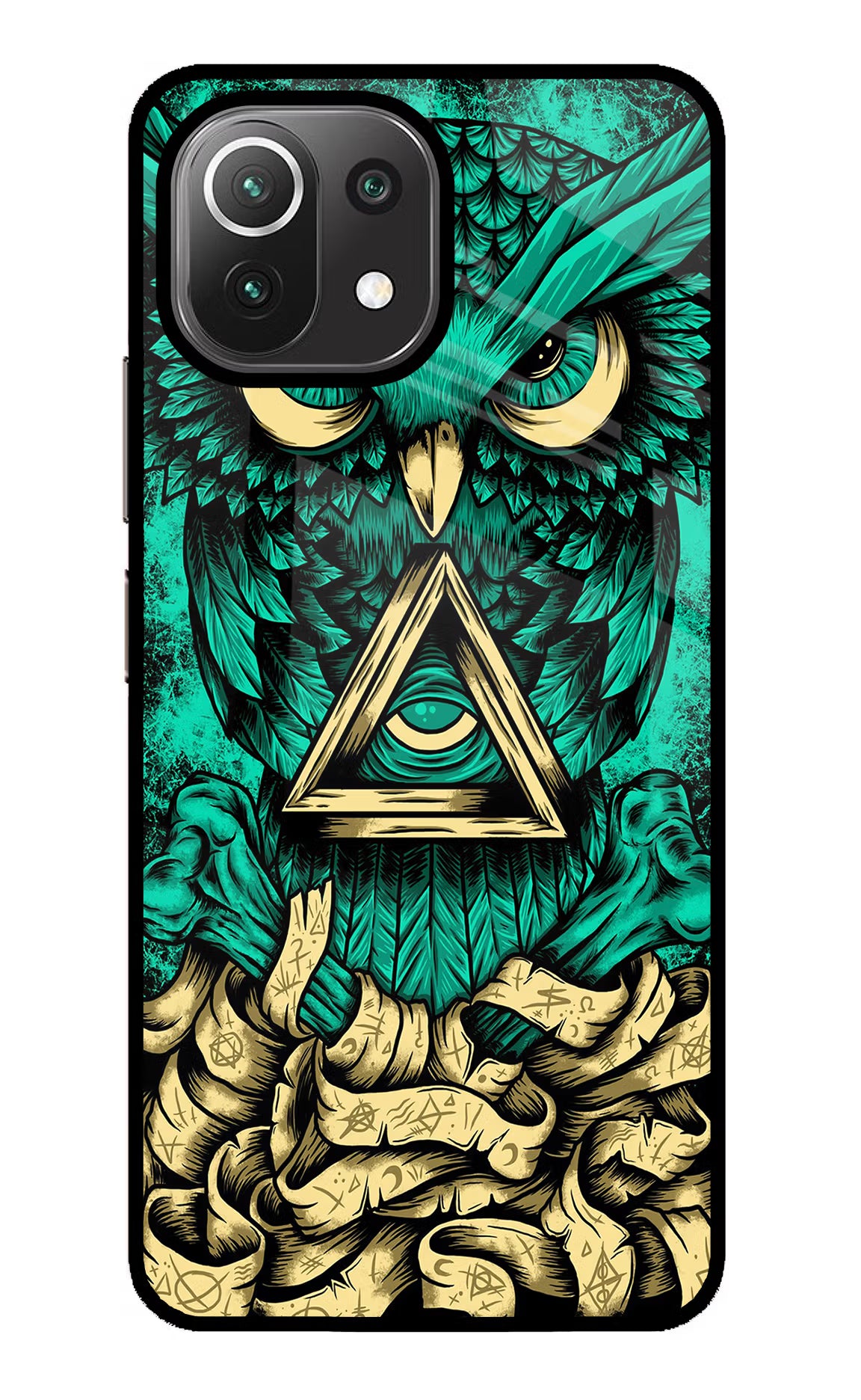 Green Owl Mi 11 Lite NE 5G Glass Case Back Cover by Casekaro