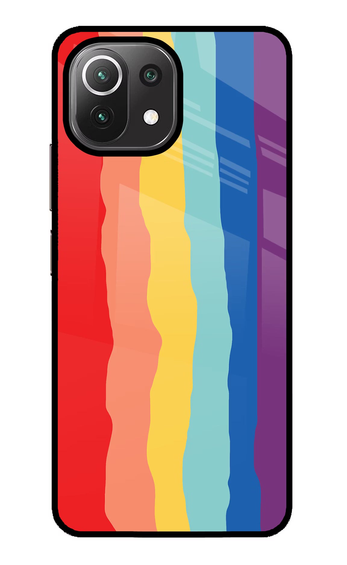 Rainbow Mi 11 Lite NE 5G Glass Case Back Cover by Casekaro