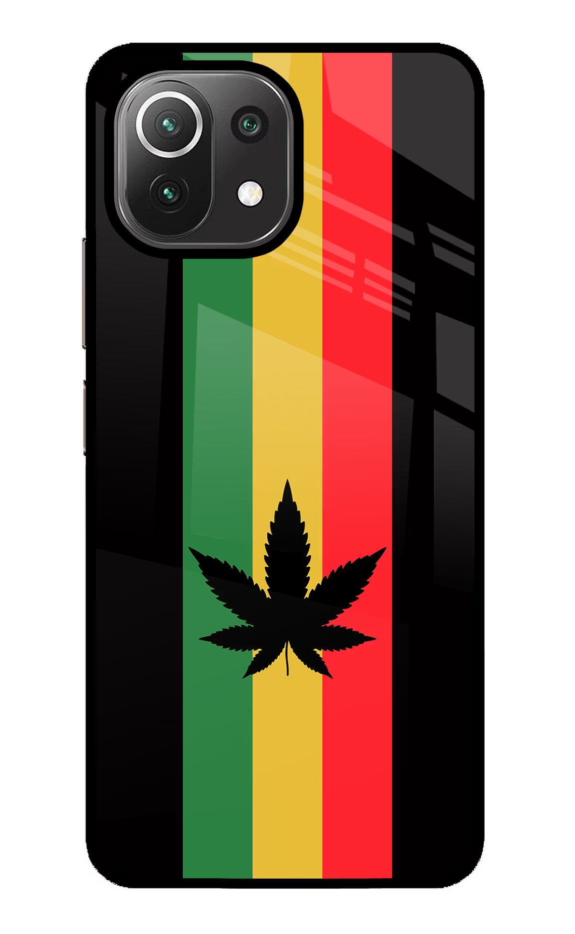 Weed Flag Mi 11 Lite NE 5G Glass Case Back Cover by Casekaro