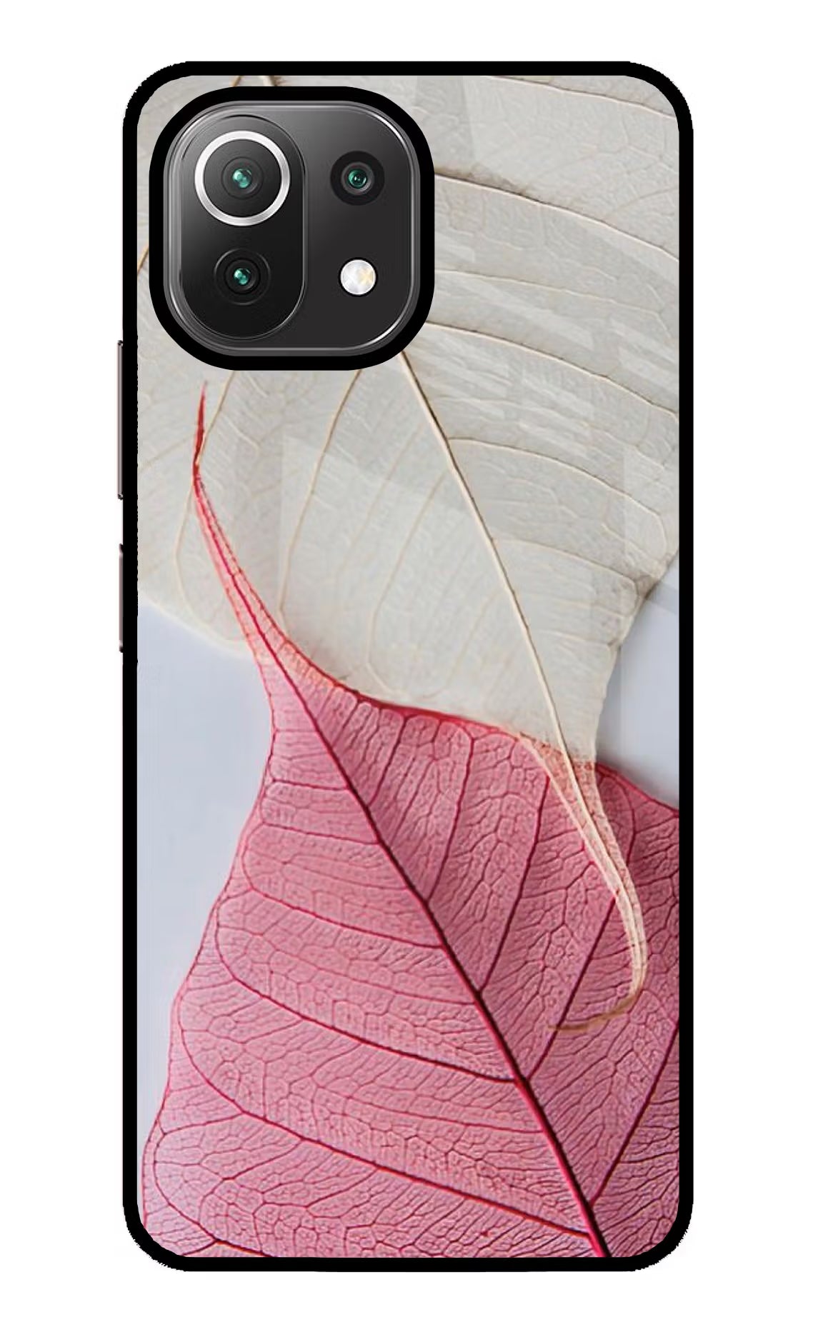 White Pink Leaf Mi 11 Lite NE 5G Glass Case