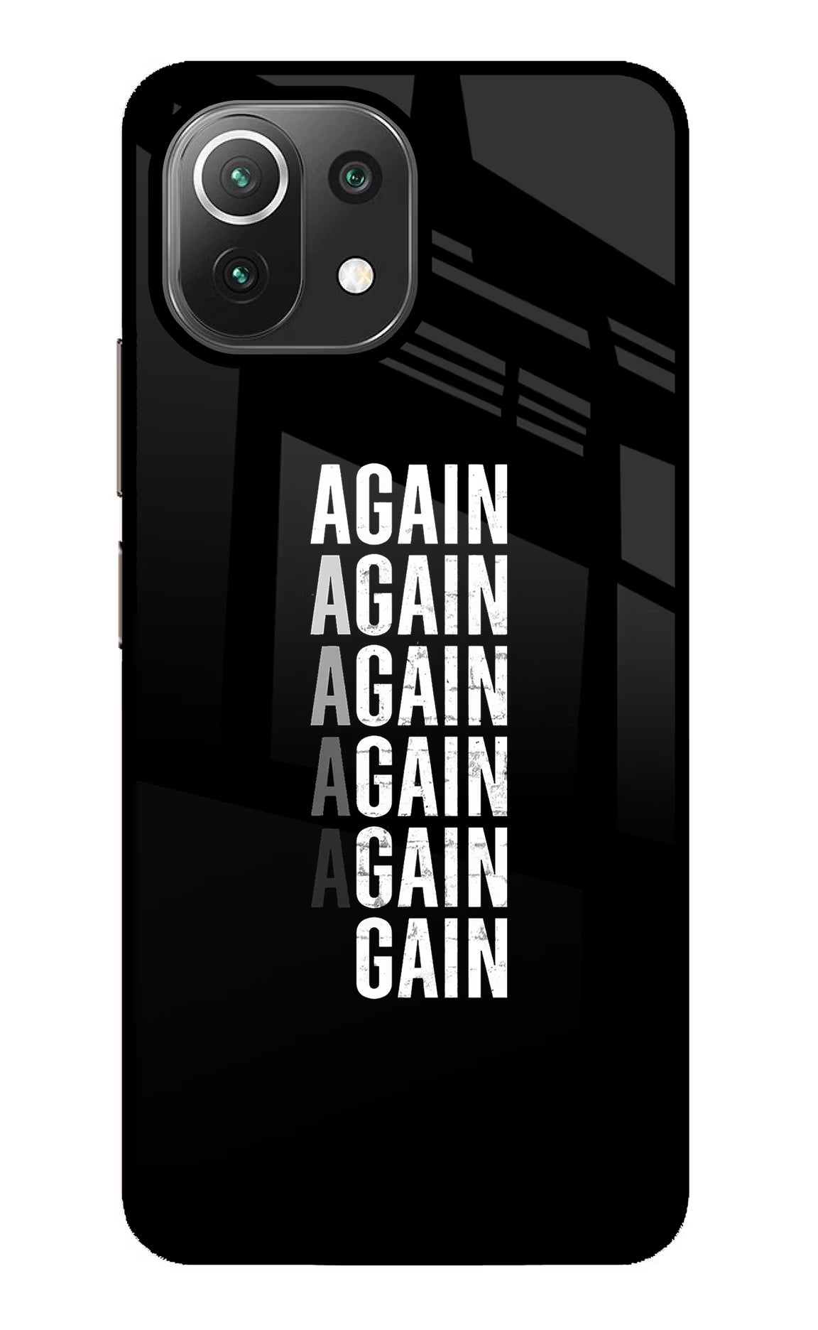 Again Again Gain Mi 11 Lite NE 5G Glass Case Back Cover by Casekaro