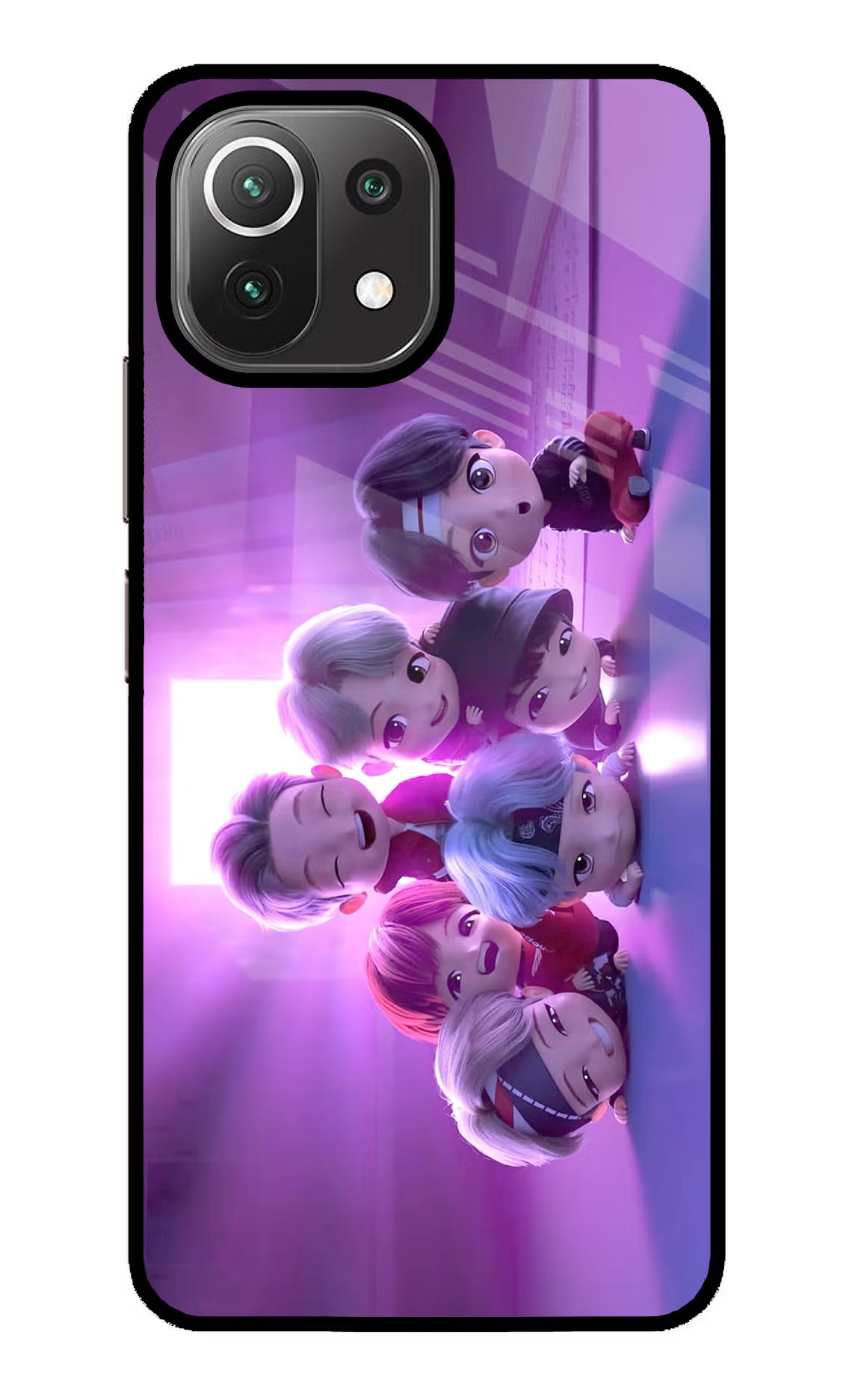 BTS Chibi Mi 11 Lite NE 5G Glass Case Back Cover by Casekaro