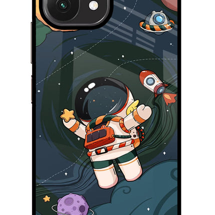 Cartoon Astronaut Mi 11 Lite NE 5G Glass Case Back Cover by Casekaro