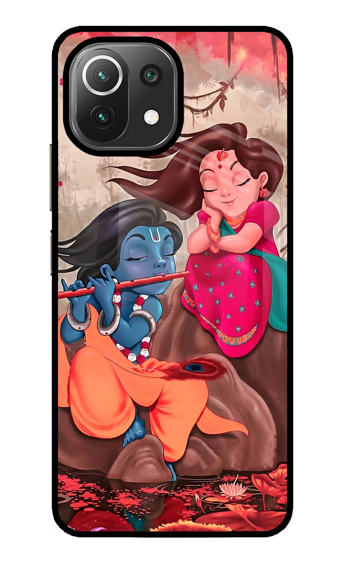 Radhe Krishna Mi 11 Lite NE 5G Glass Case Back Cover by Casekaro