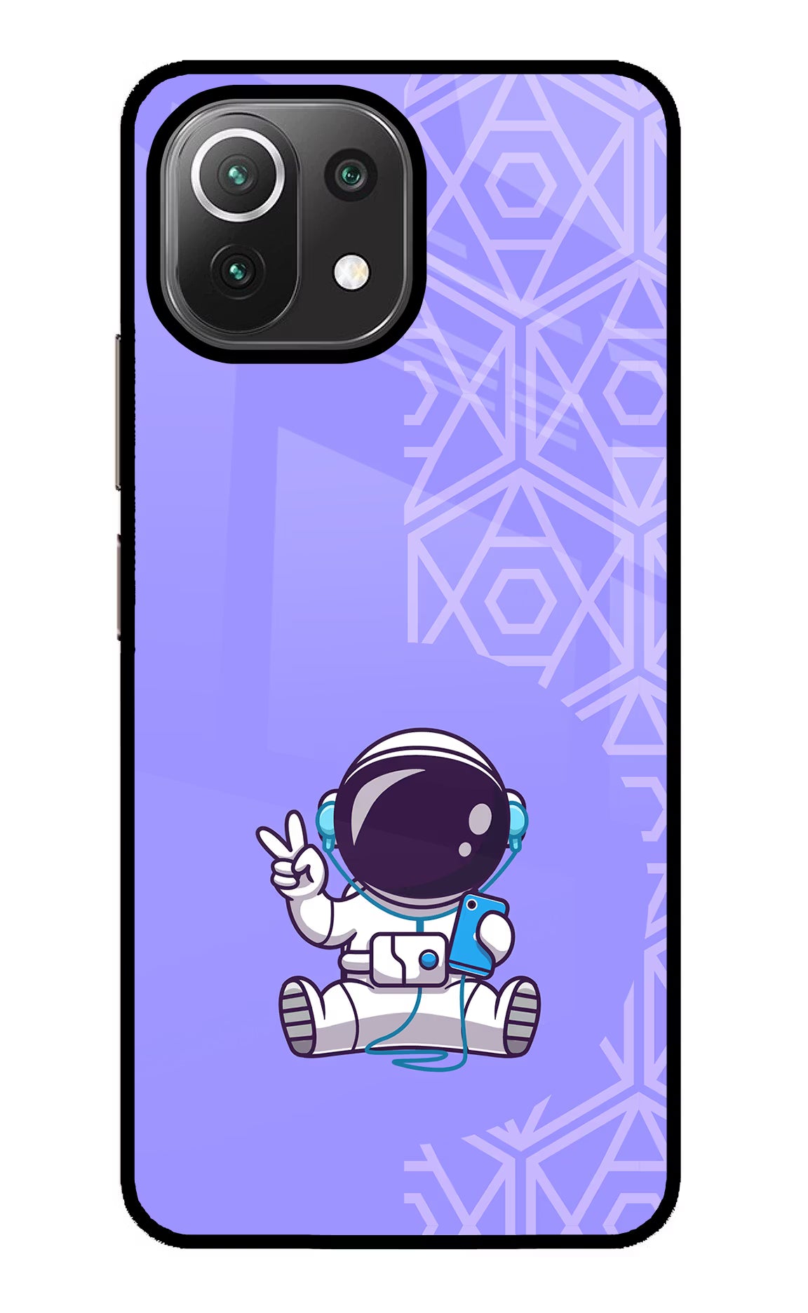 Cute Astronaut Chilling Mi 11 Lite NE 5G Glass Case Back Cover by Casekaro