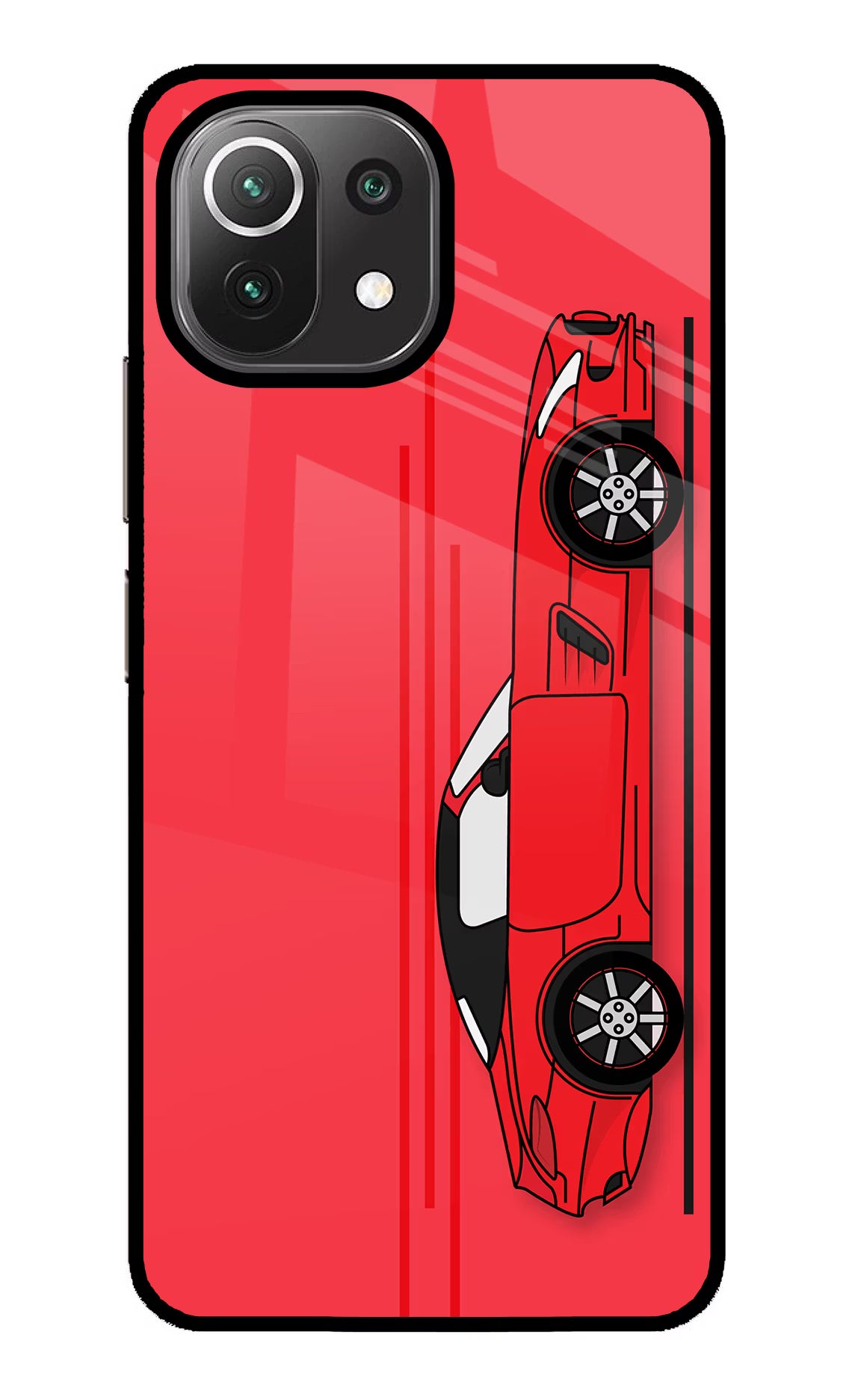 Red Velocity Mi 11 Lite NE 5G Glass Case Back Cover by Casekaro