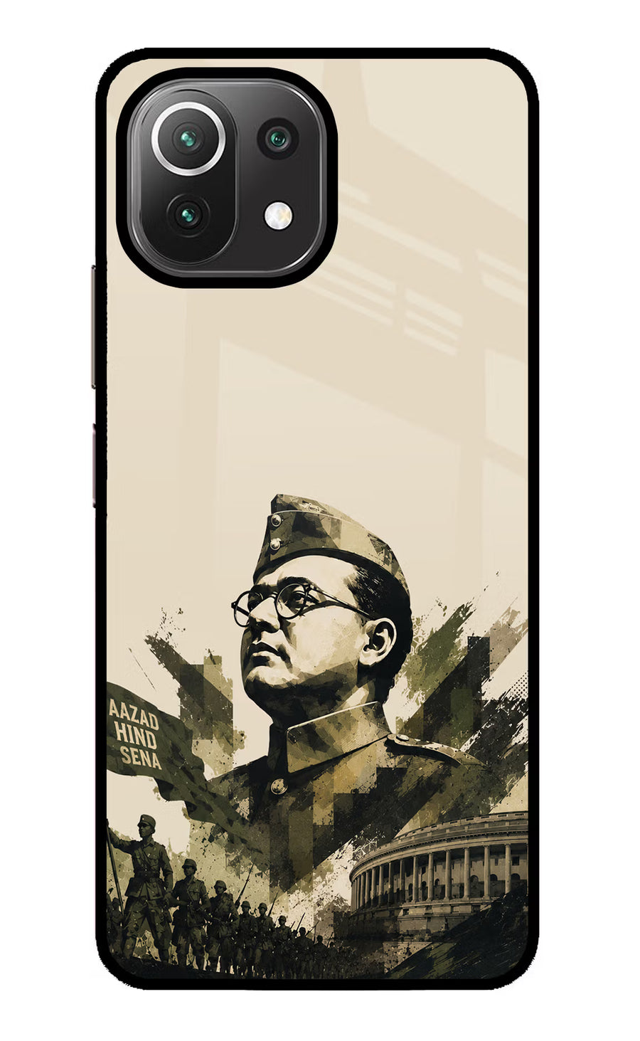 Netaji Rising Mi 11 Lite NE 5G Back Cover, Glass case