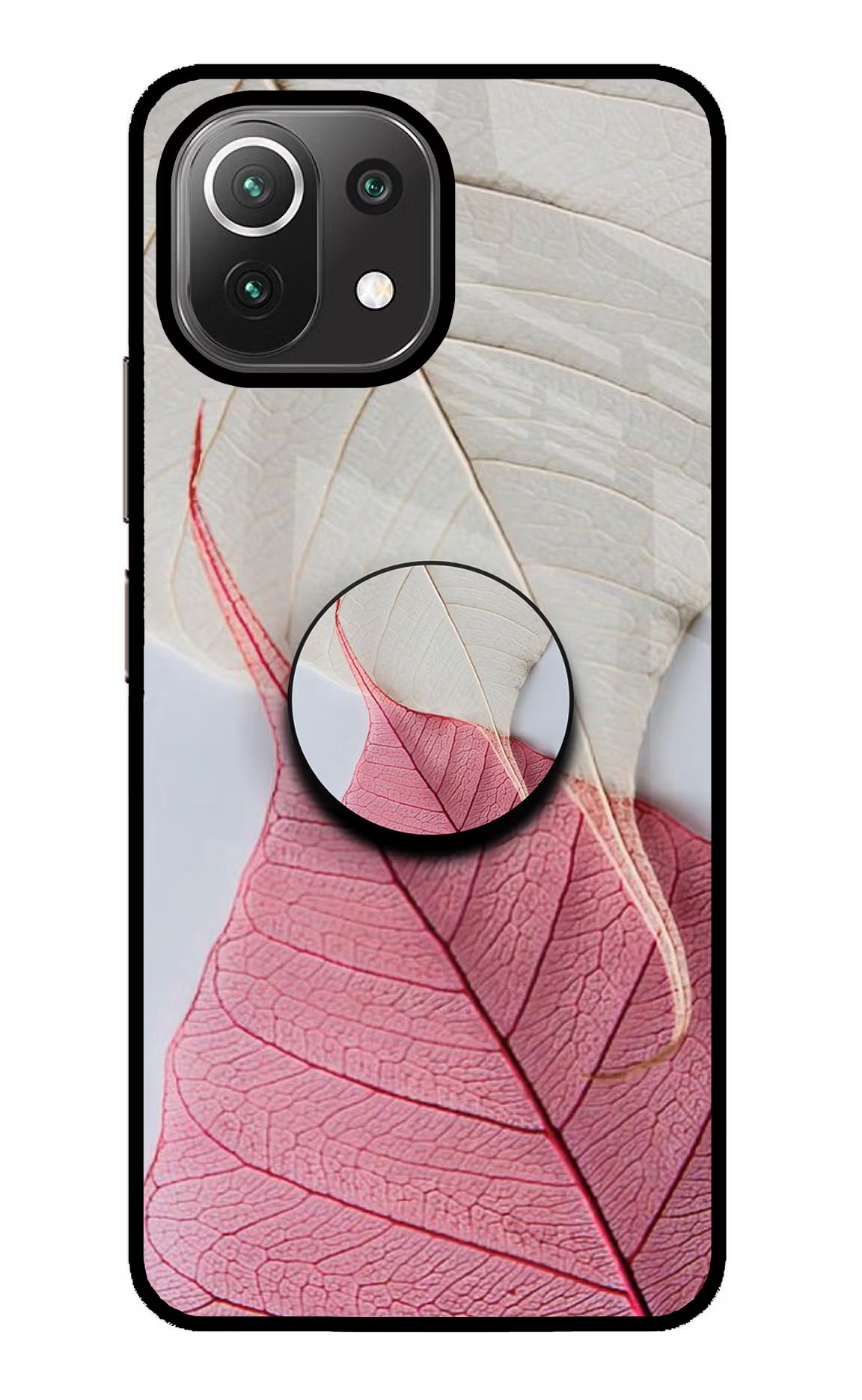 White Pink Leaf Mi 11 Lite NE 5G Pop Case by Casekaro