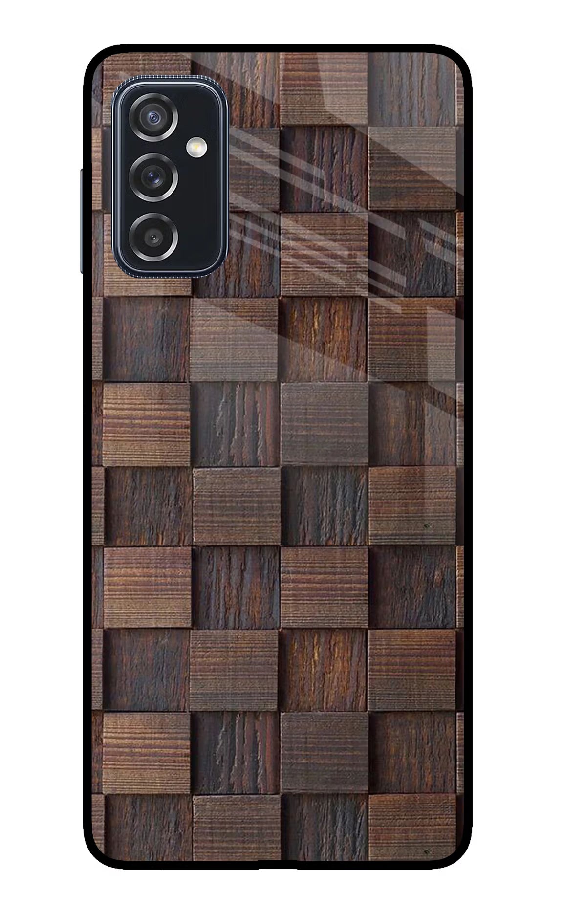 Wooden Cube Design Samsung M52 5G Glass Case Back Cover by Casekaro