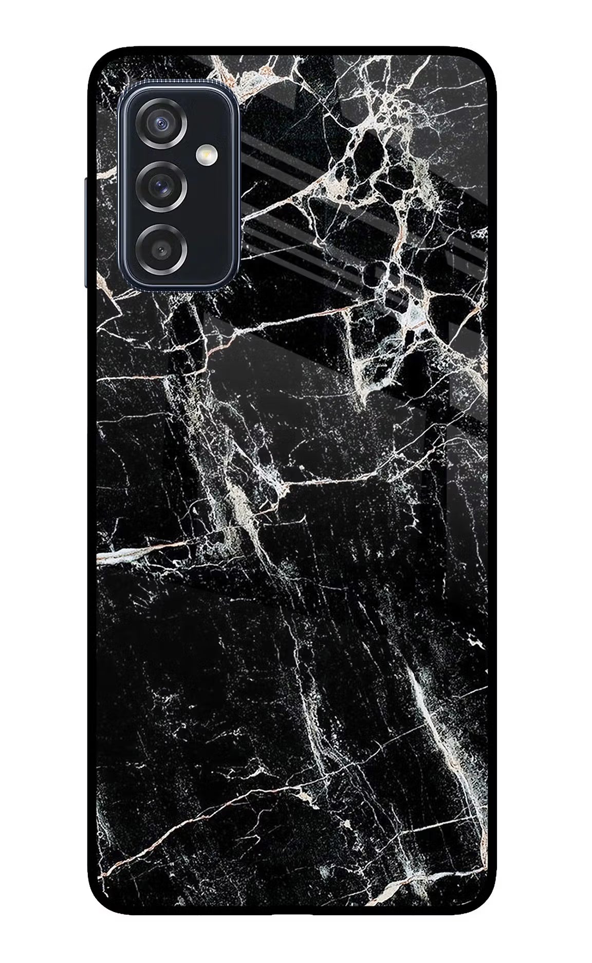 Black Marble Texture Samsung M52 5G Glass Case Back Cover by Casekaro