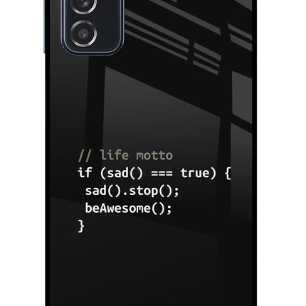Life Motto Code Samsung M52 5G Glass Case Back Cover by Casekaro