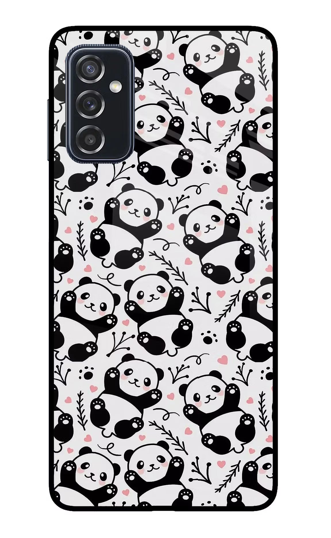 Cute Panda Samsung M52 5G Glass Case Back Cover by Casekaro