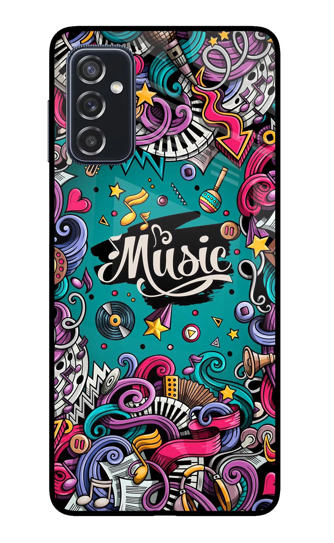 Music Graffiti Samsung M52 5G Glass Case Back Cover by Casekaro