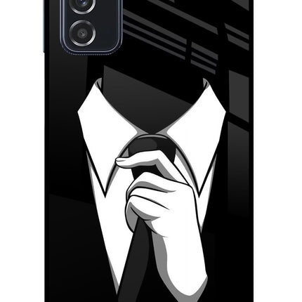 Black Tie Samsung M52 5G Glass Case Back Cover by Casekaro