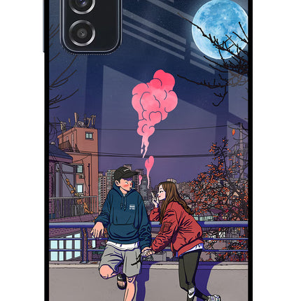 Chilling Couple Samsung M52 5G Glass Case Back Cover by Casekaro