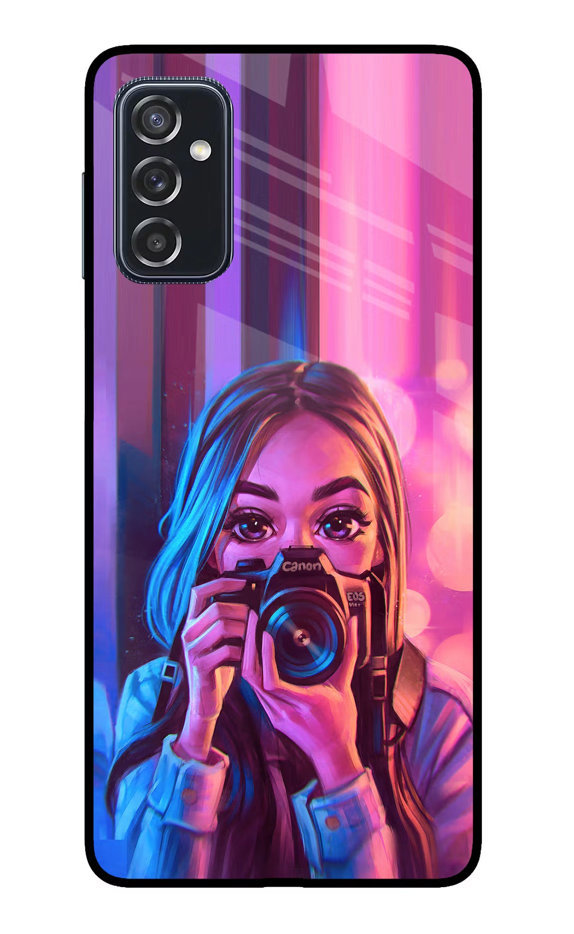 Girl Photographer Samsung M52 5G Glass Case Back Cover by Casekaro