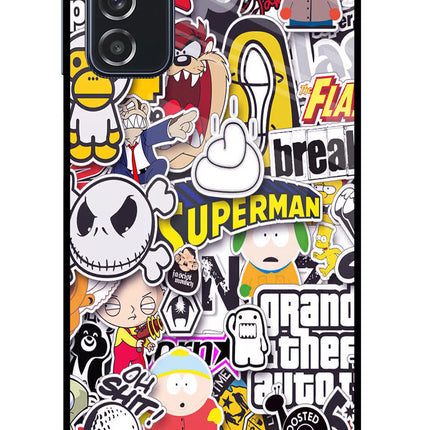 Sticker Bomb Samsung M52 5G Glass Case Back Cover by Casekaro