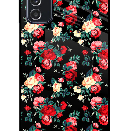 Rose Pattern Samsung M52 5G Glass Case Back Cover by Casekaro