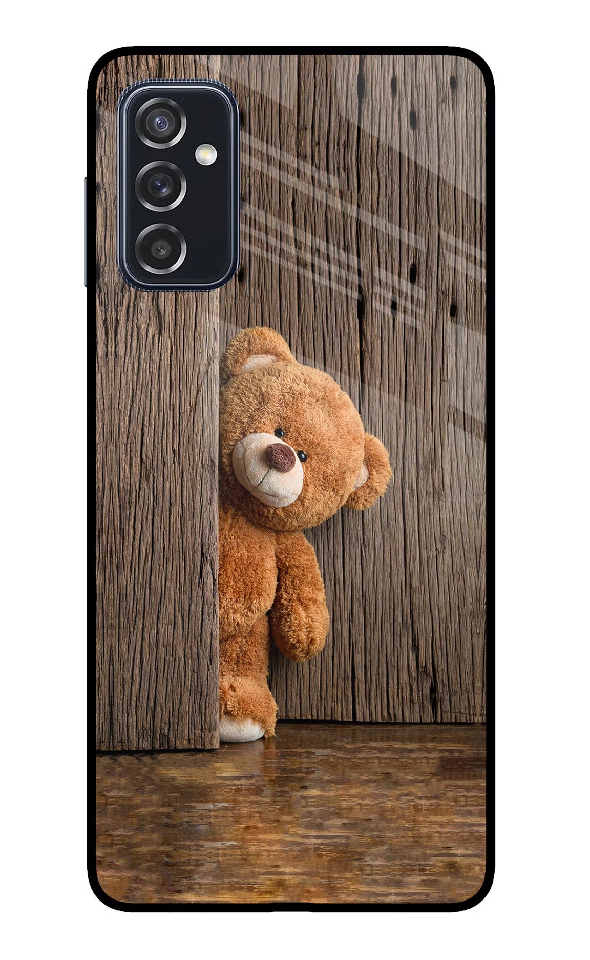Teddy Wooden Samsung M52 5G Glass Case Back Cover by Casekaro