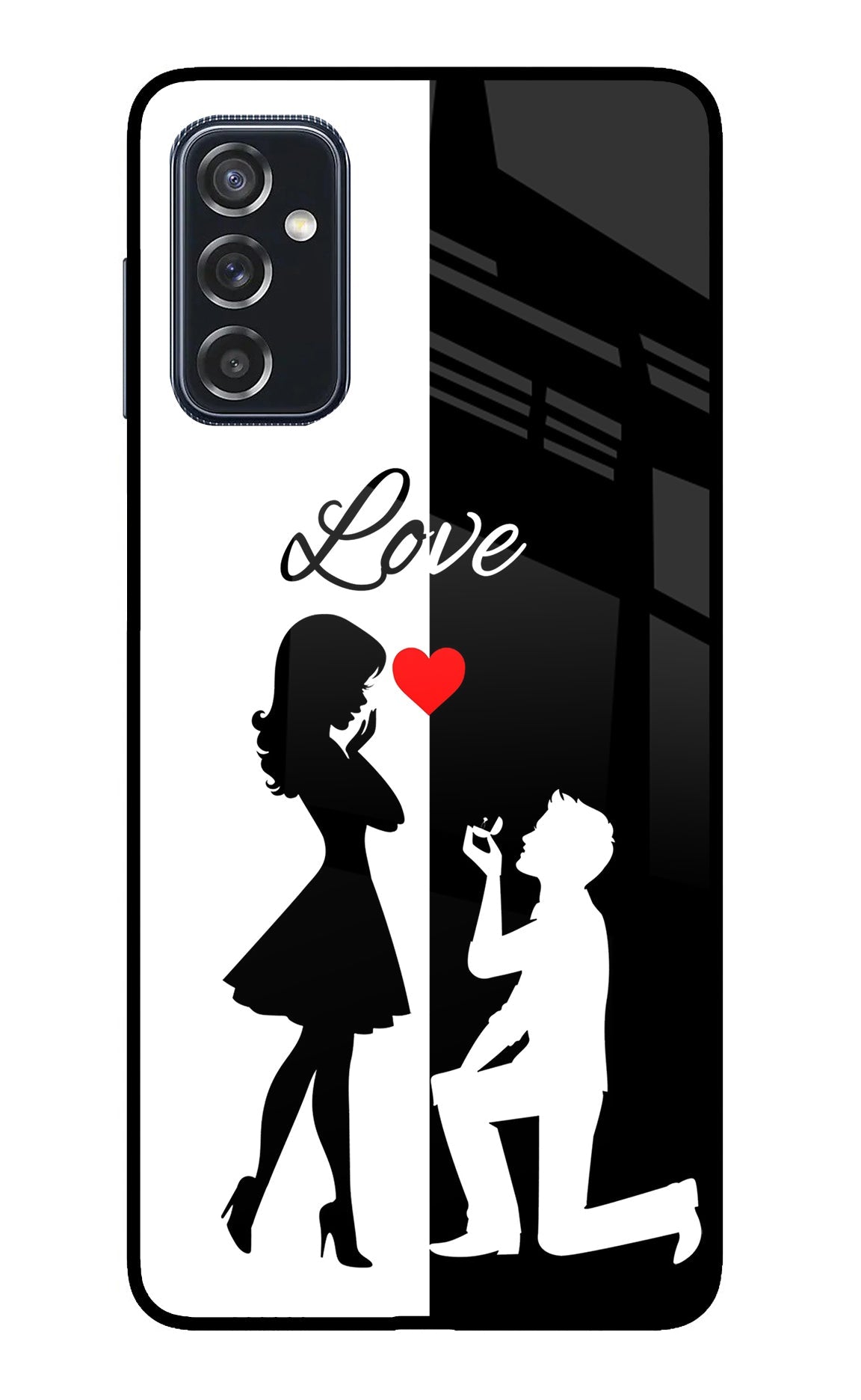 Love Propose Black And White Samsung M52 5G Glass Case