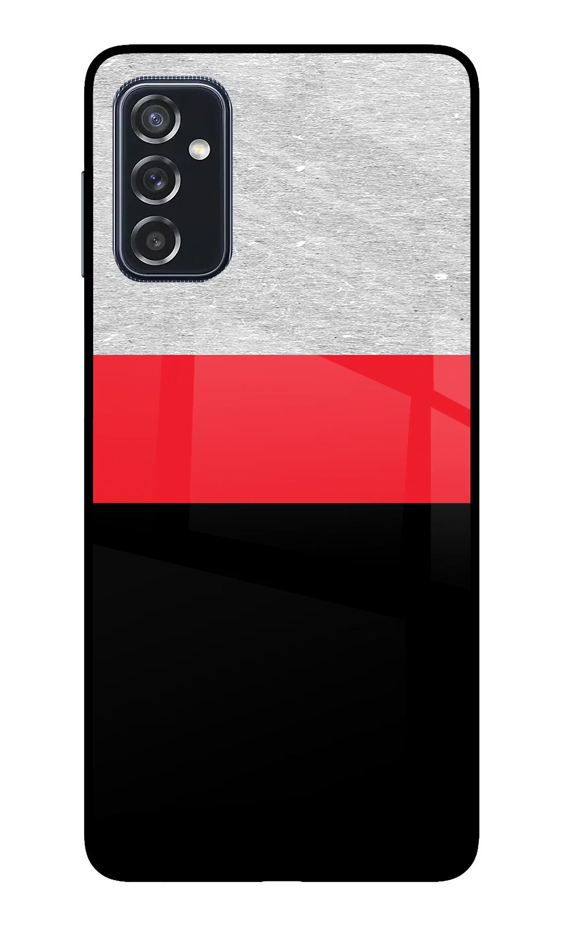 Tri Color Pattern Samsung M52 5G Glass Case Back Cover by Casekaro