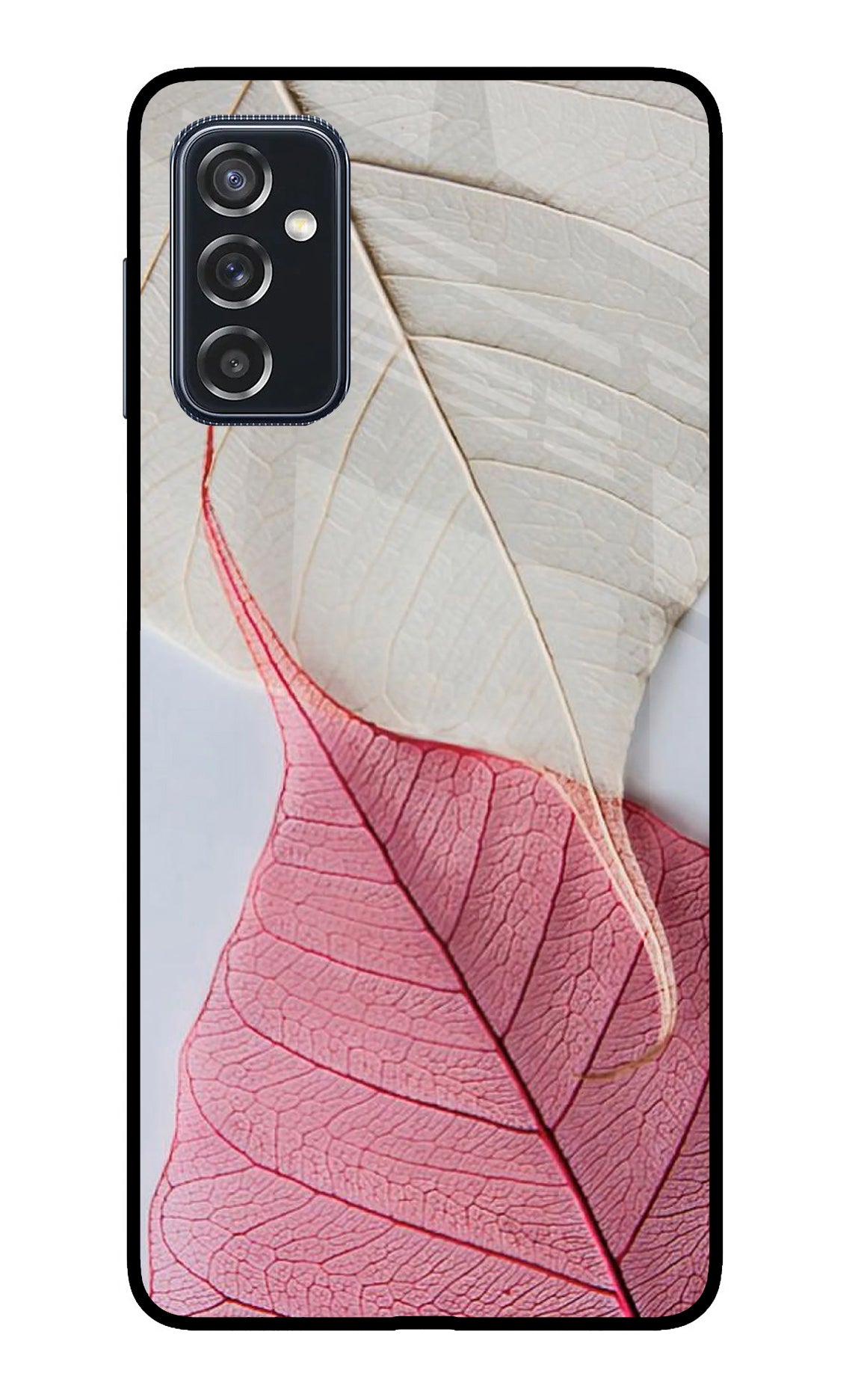 White Pink Leaf Samsung M52 5G Glass Case