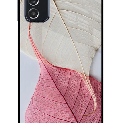 White Pink Leaf Samsung M52 5G Glass Case Back Cover by Casekaro