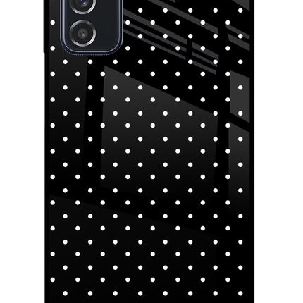 White Dots Samsung M52 5G Glass Case Back Cover by Casekaro