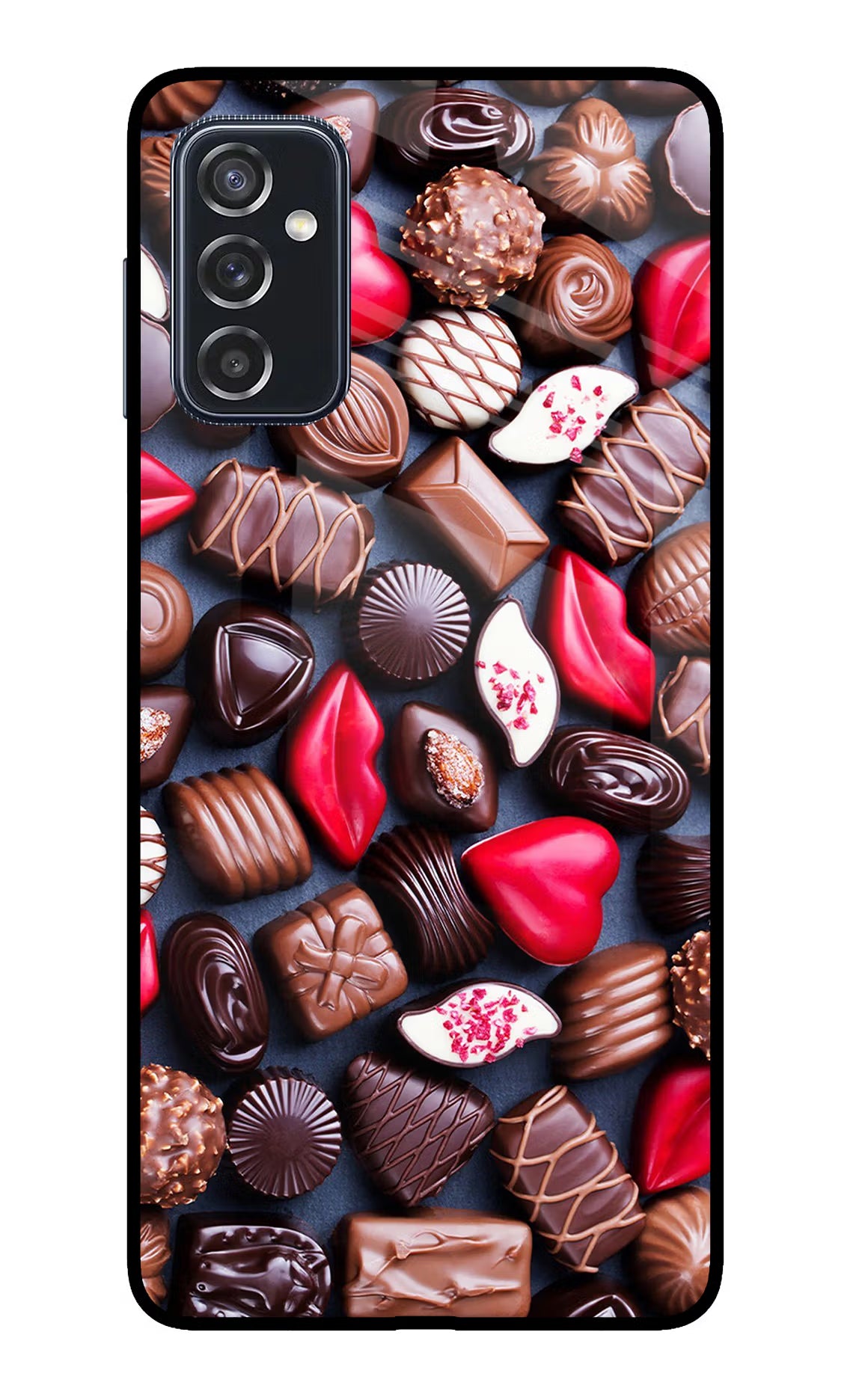 Chocolates Samsung M52 5G Glass Case Back Cover by Casekaro