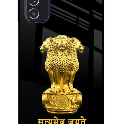 Satyamev Jayate Golden Samsung M52 5G Glass Case