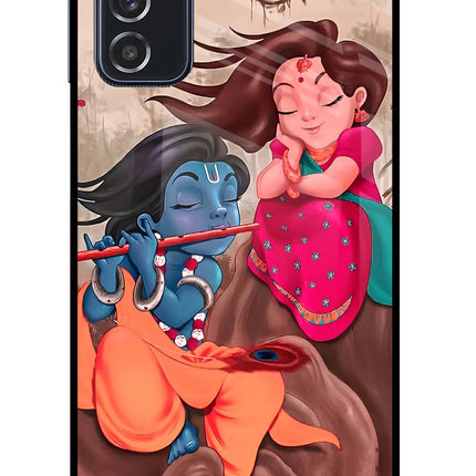 Radhe Krishna Samsung M52 5G Glass Case Back Cover by Casekaro