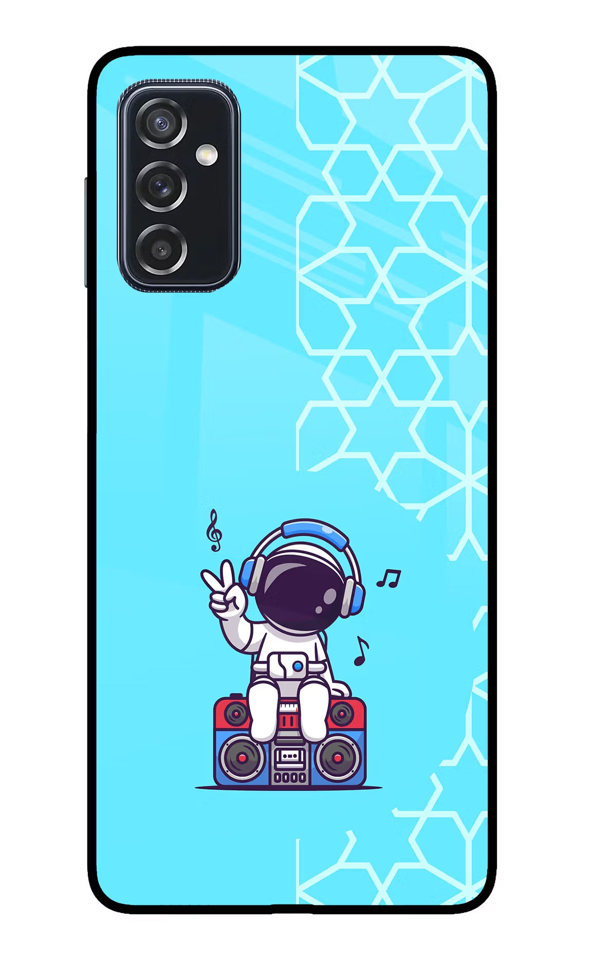 Cute Astronaut Chilling Samsung M52 5G Glass Case Back Cover by Casekaro