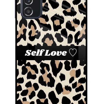 Leopard Print Self Love Samsung M52 5G Glass Case Back Cover by Casekaro