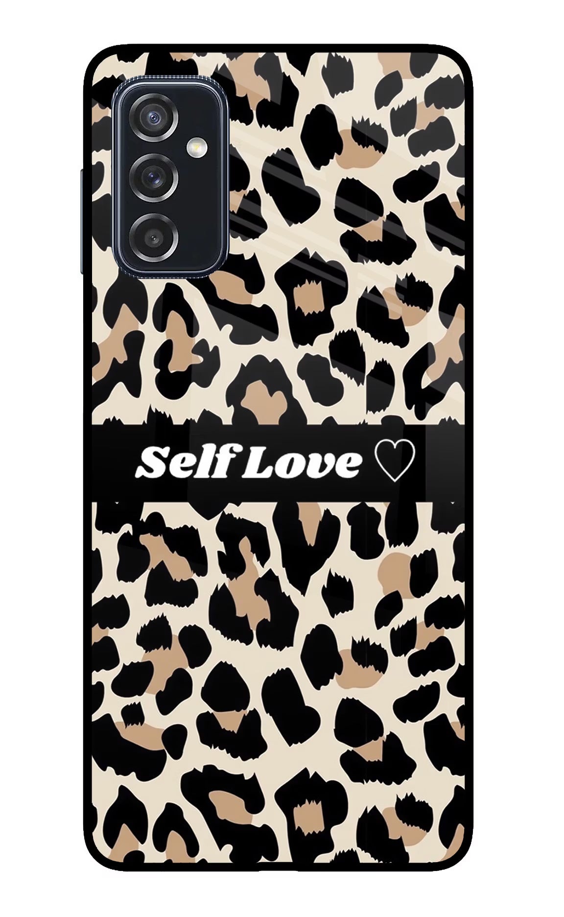 Leopard Print Self Love Samsung M52 5G Glass Case Back Cover by Casekaro