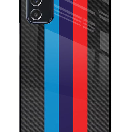 BMW Stripes Pattern Samsung M52 5G Glass Case Back Cover by Casekaro